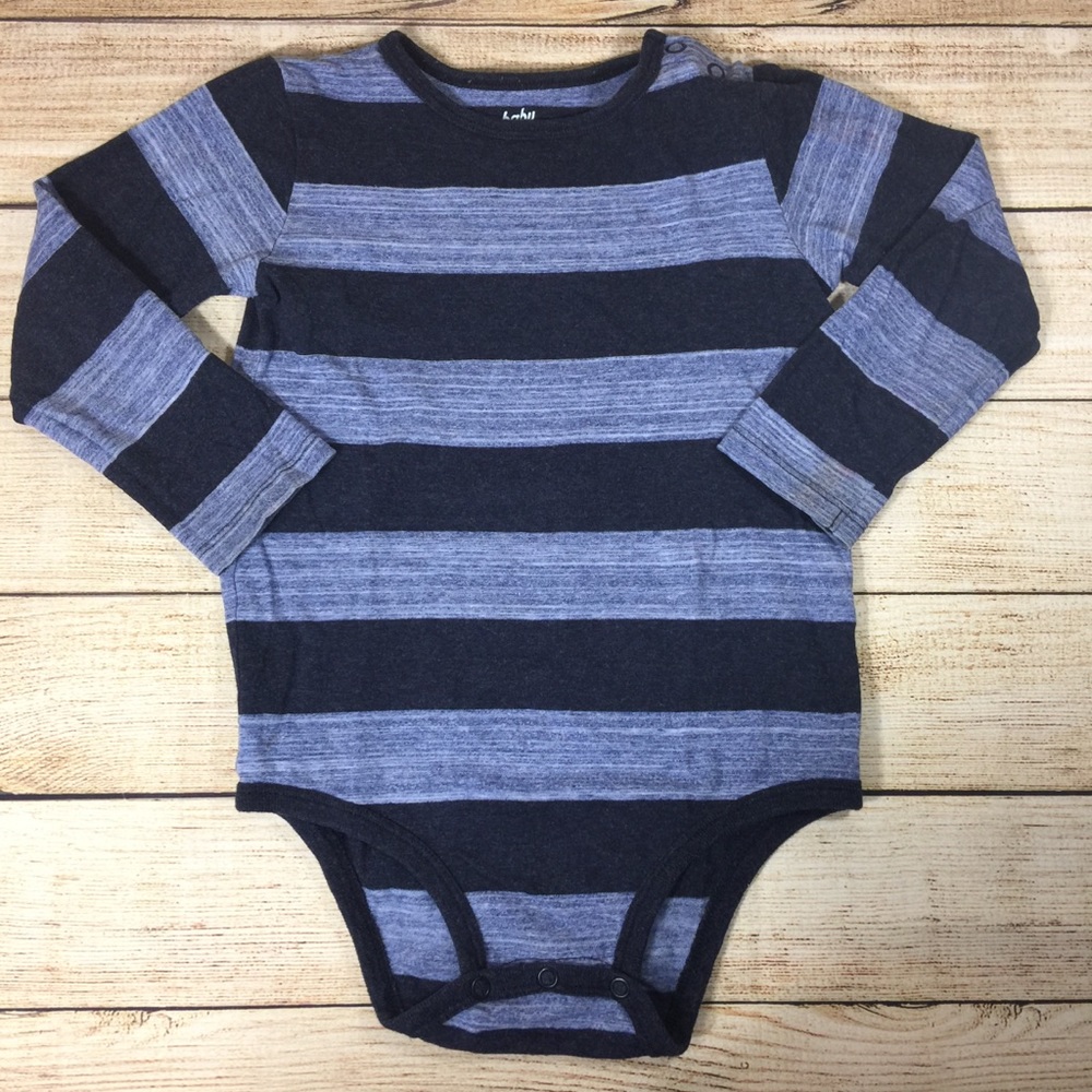 Baby Bgosh Blue Striped Long Sleeve Bodysuit 24M